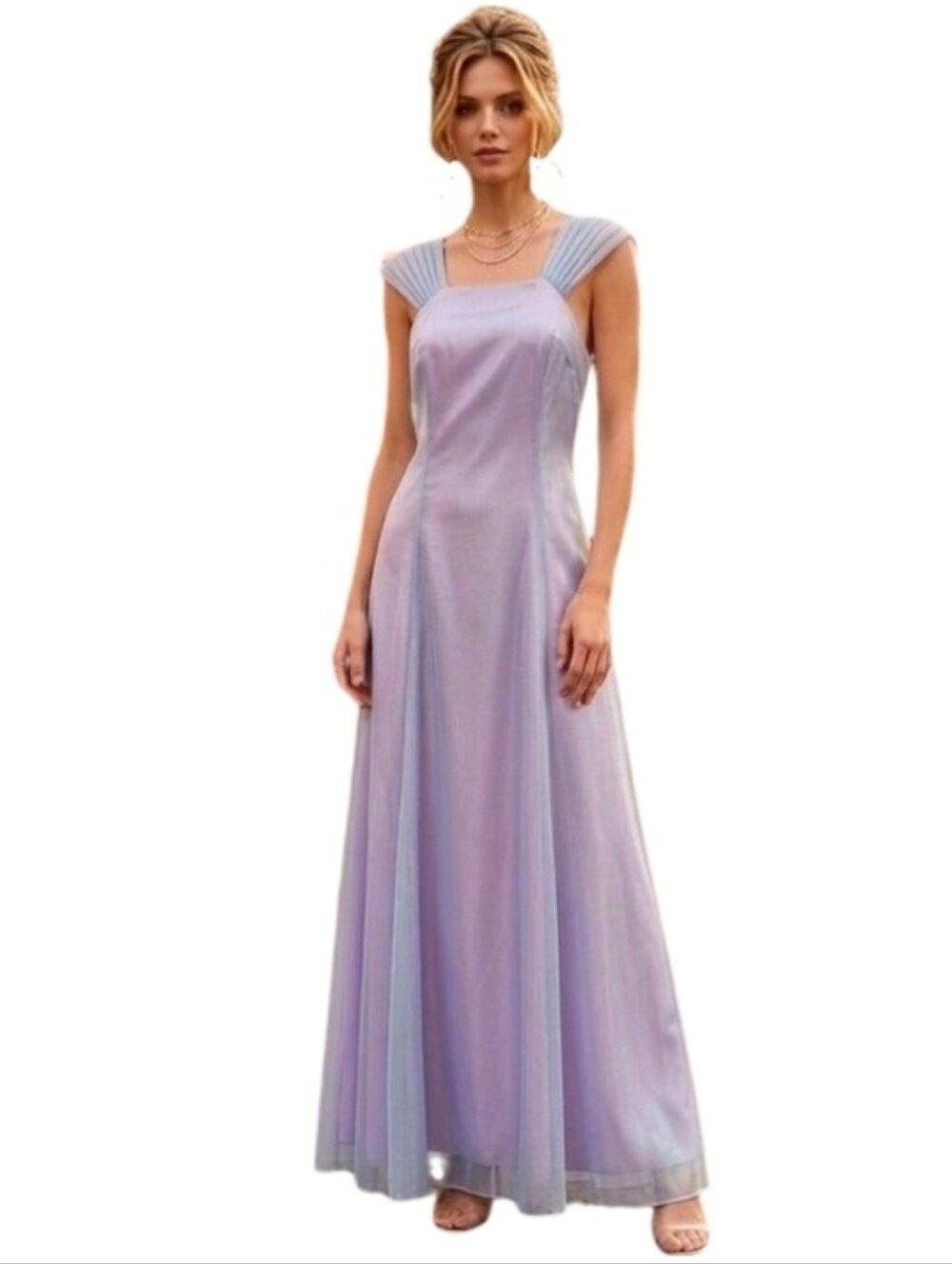 Nadine Dress Vintage 90s Mesh Overlay Maxi Blue Size 9
